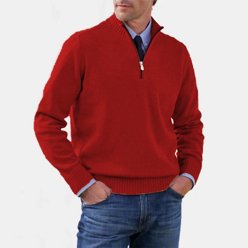 Reinhard | Herren Zip-Pullover mit leichter Wärmung, Eleganter Strickpullover | Nomad NTS | Red