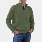 Reinhard | Herren Zip-Pullover mit leichter Wärmung, Eleganter Strickpullover | Nomad NTS | Dark Green