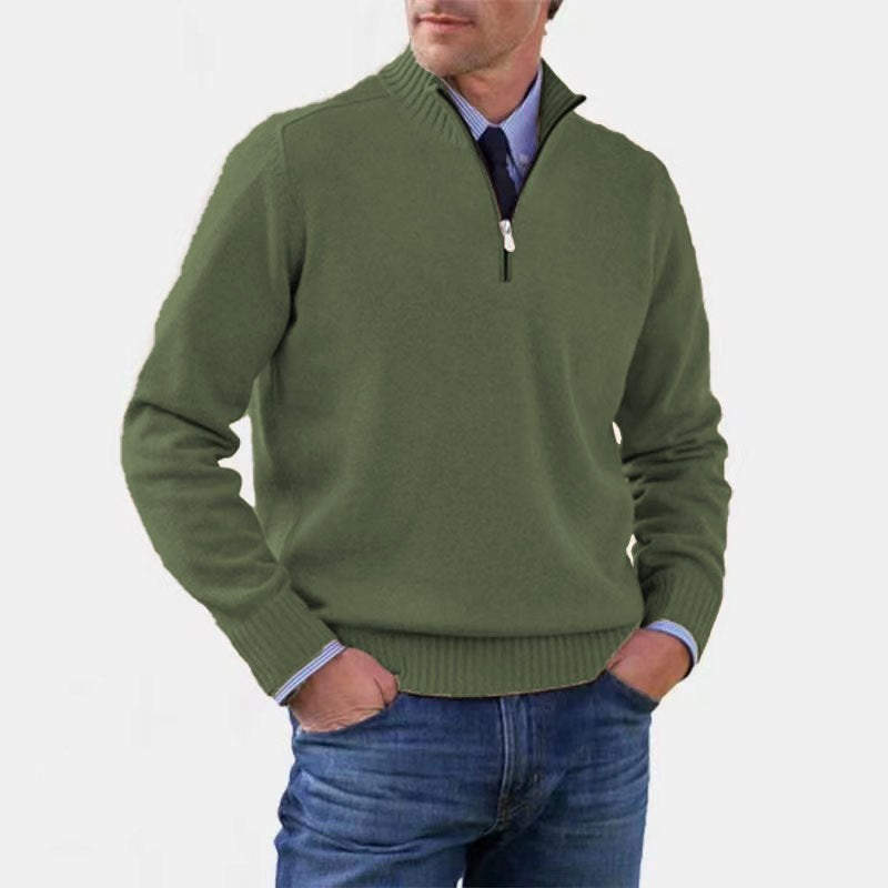 Reinhard | Herren Zip-Pullover mit leichter Wärmung, Eleganter Strickpullover | Nomad NTS | Dark Green
