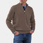 Reinhard | Herren Zip-Pullover mit leichter Wärmung, Eleganter Strickpullover | Nomad NTS | Brown