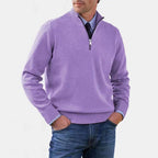 Reinhard | Herren Zip-Pullover mit leichter Wärmung, Eleganter Strickpullover | Nomad NTS | Purple