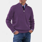 Reinhard | Herren Zip-Pullover mit leichter Wärmung, Eleganter Strickpullover | Nomad NTS | Dark Violet