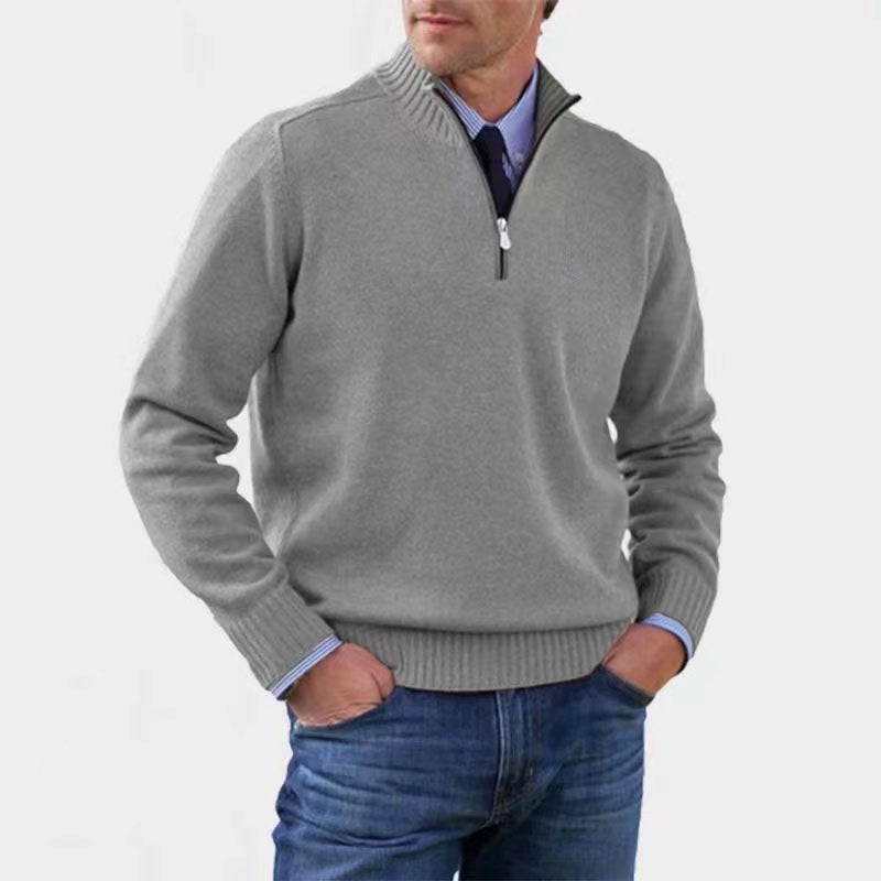 Reinhard | Herren Zip-Pullover mit leichter Wärmung, Eleganter Strickpullover | Nomad NTS | Gray