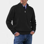 Reinhard | Herren Zip-Pullover mit leichter Wärmung, Eleganter Strickpullover | Nomad NTS | Black