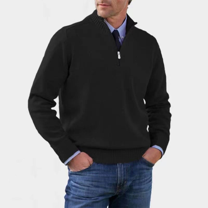 Reinhard | Herren Zip-Pullover mit leichter Wärmung, Eleganter Strickpullover | Nomad NTS | Black