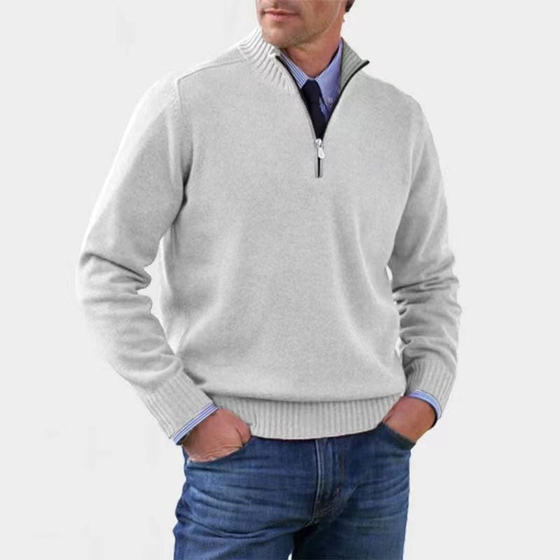 Reinhard | Herren Zip-Pullover mit leichter Wärmung, Eleganter Strickpullover | Nomad NTS | White