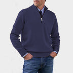 Reinhard | Herren Zip-Pullover mit leichter Wärmung, Eleganter Strickpullover | Nomad NTS | Navy Blue