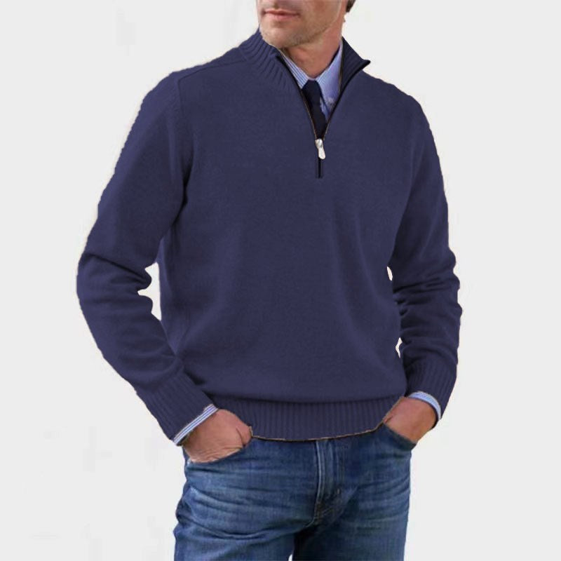 Reinhard | Herren Zip-Pullover mit leichter Wärmung, Eleganter Strickpullover | Nomad NTS | Navy Blue