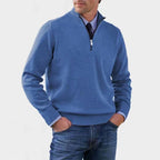 Reinhard | Herren Zip-Pullover mit leichter Wärmung, Eleganter Strickpullover | Nomad NTS | Blue