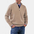 Reinhard | Herren Zip-Pullover mit leichter Wärmung, Eleganter Strickpullover | Nomad NTS | Beige