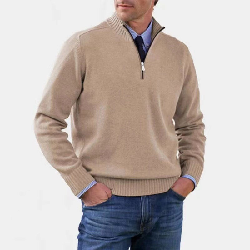 Reinhard | Herren Zip-Pullover mit leichter Wärmung, Eleganter Strickpullover | Nomad NTS | Beige