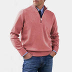 Reinhard | Herren Zip-Pullover mit leichter Wärmung, Eleganter Strickpullover | Nomad NTS | Pink