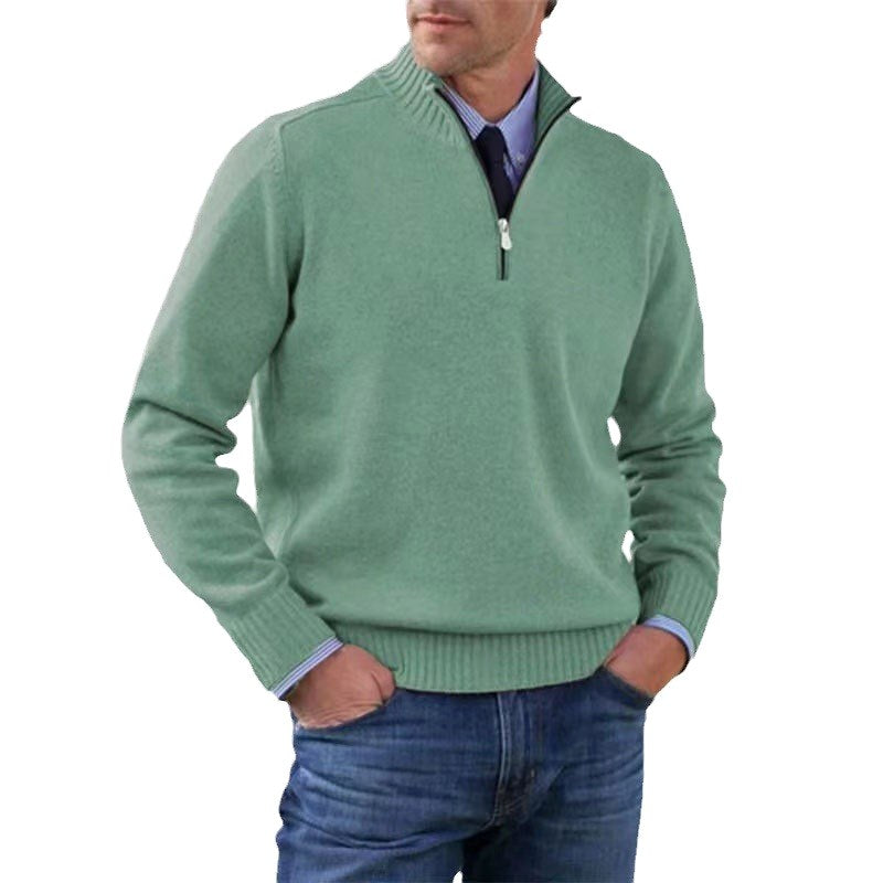 Reinhard | Herren Zip-Pullover mit leichter Wärmung, Eleganter Strickpullover | Nomad NTS | Green