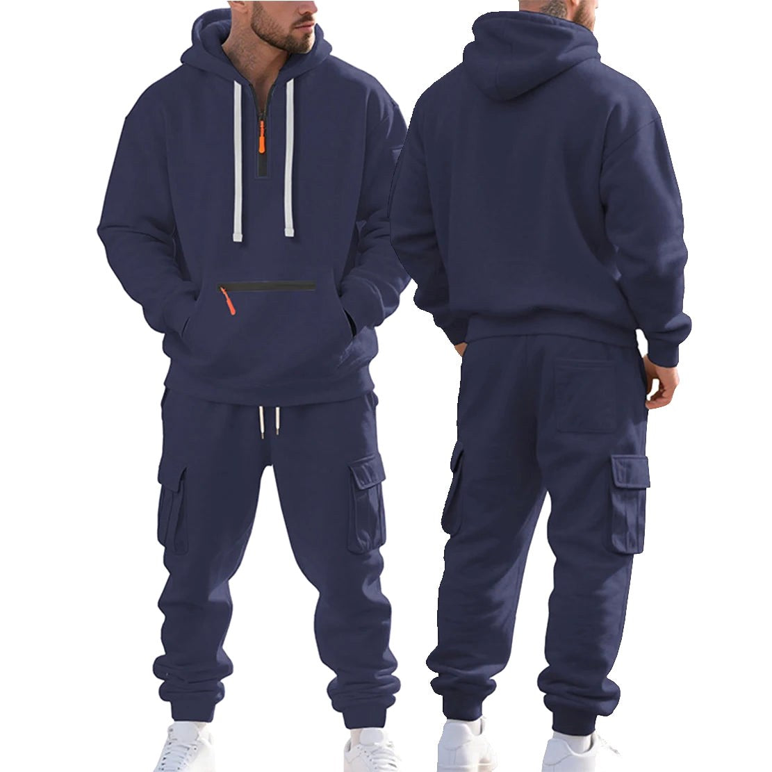 Robert | Herrensportlicher Trainingsanzug mit Kapuze, Warmer Winteranzug | Nomad NTS | Donkerblauw