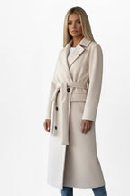 Roseline | Damen zweireihiger langer Mantel, tailliert geschnittener Herbstmantel | Nomadnts | Brown