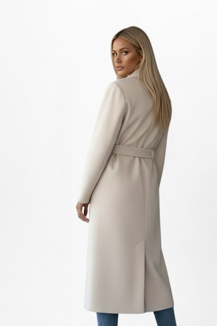 Roseline | Damen zweireihiger langer Mantel, tailliert geschnittener Herbstmantel | Nomadnts | Black