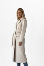 Roseline | Damen zweireihiger langer Mantel, tailliert geschnittener Herbstmantel | Nomadnts | Khaki