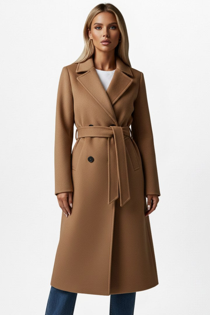 Roseline | Damen zweireihiger langer Mantel, tailliert geschnittener Herbstmantel | Nomadnts | Nomadnts
