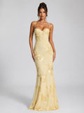 Rosie | Damen Blumen-Corset-Maxikleid, geformtes Anlasskleid | Nomadnts | Yellow