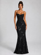 Rosie | Damen Blumen-Corset-Maxikleid, geformtes Anlasskleid | Nomadnts | Nomadnts