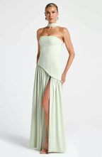 Sabine | Damen trägerloses Maxikleid mit Beinschlitz, formelles Kleid für Hochzeitsgäste | Nomadnts | Nomadnts