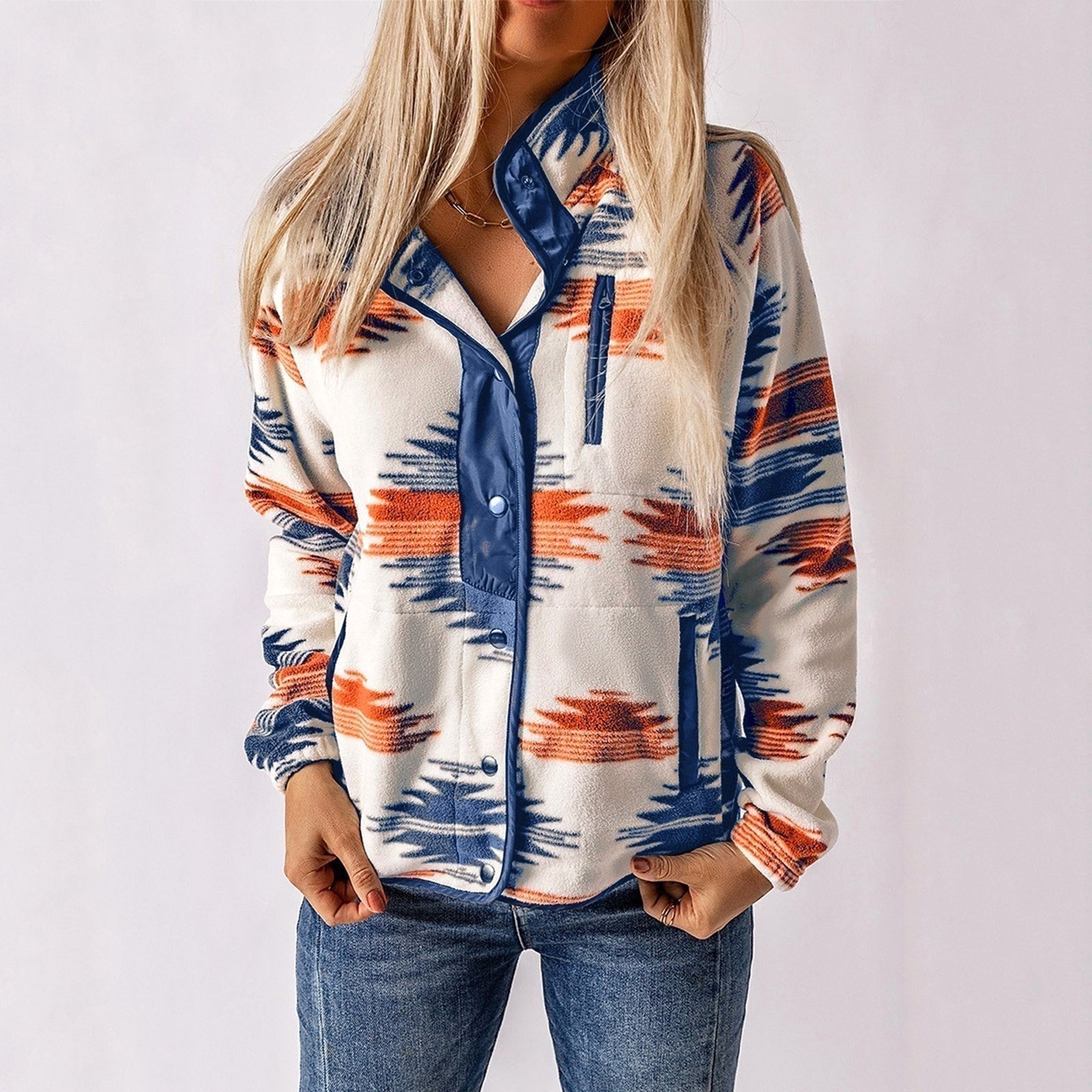 Sandra | Damen Button-Up-Jacke, strukturierte Jacke mittlerer Stärke | Nomadnts | Blue