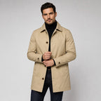Scott | Taillierter Longline-Mantel für Herren, Mantel mit Knopfleiste | Nomadnts | Beige