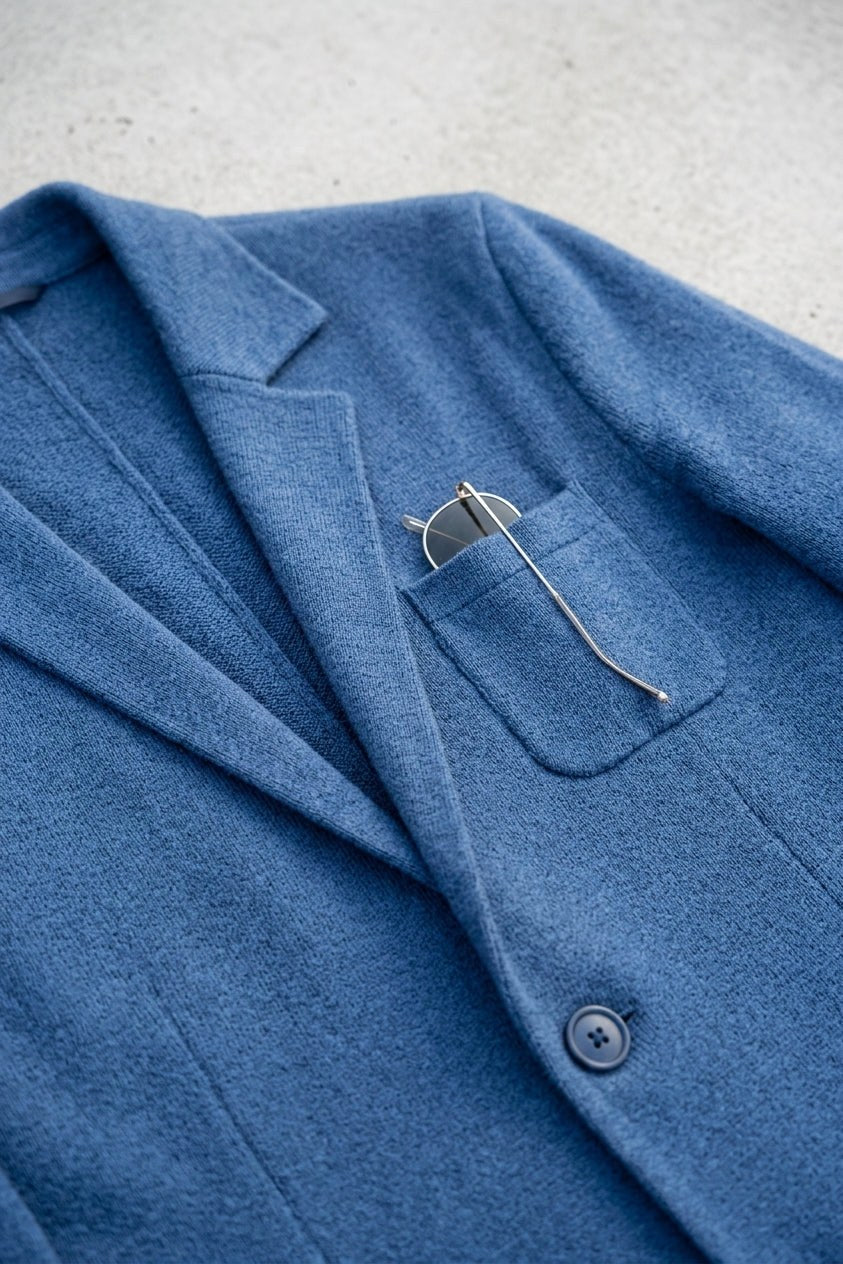 Sebastian | Herrenblazer aus Denim mit Revers, Strukturierter Knopfblazer | Nomad NTS