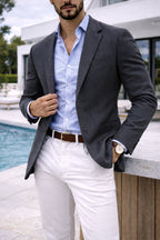 Sebastian | Herrenblazer aus Denim mit Revers, Strukturierter Knopfblazer | Nomad NTS