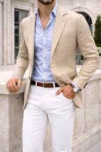 Sebastian | Herrenblazer aus Denim mit Revers, Strukturierter Knopfblazer | Nomad NTS