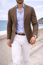 Sebastian | Herrenblazer aus Denim mit Revers, Strukturierter Knopfblazer | Nomad NTS