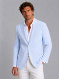 Shaun | Herren gestreifter, tailliert geschnittener Blazer, leichte Anzugjacke | Nomadnts | Light Blue