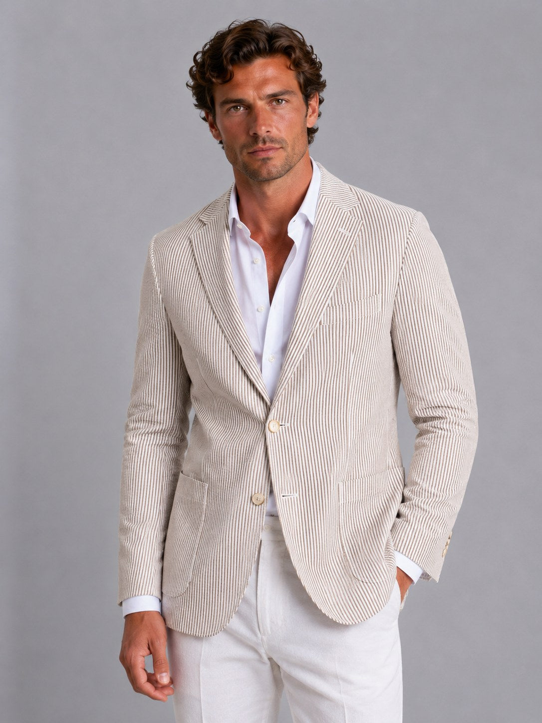 Shaun | Herren gestreifter, tailliert geschnittener Blazer, leichte Anzugjacke | Nomadnts | Nomadnts