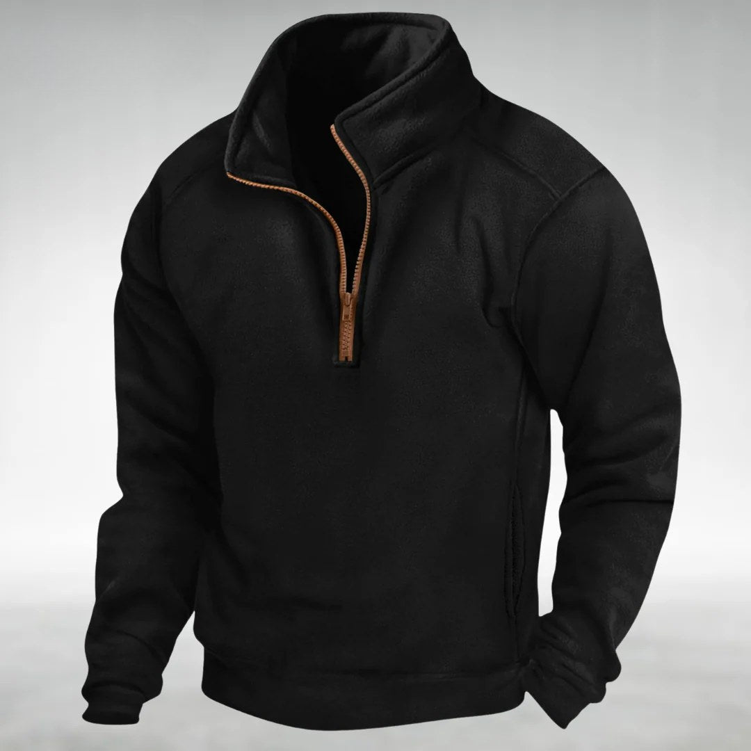 Siegfried | Herren Zip-Pullover mit entspanntem Schnitt, Vielseitiger Pullover | Nomad NTS | Black