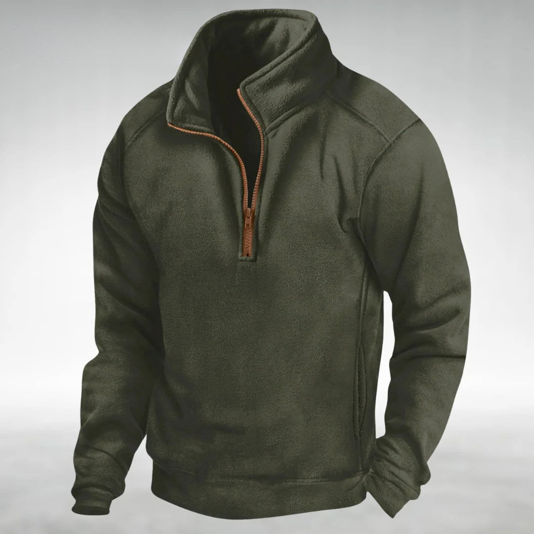 Siegfried | Herren Zip-Pullover mit entspanntem Schnitt, Vielseitiger Pullover | Nomad NTS | Army Green