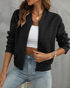 Simone | Damen gesteppte Bomberjacke, kragenlose Jacke mit Reißverschluss | Nomadnts | White