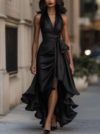 Solange | Damen Wickel-Maxikleid mit Halsband, asymmetrisches Abendkleid | Nomadnts | Nomadnts