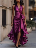 Solange | Damen Wickel-Maxikleid mit Halsband, asymmetrisches Abendkleid | Nomadnts | Nomadnts