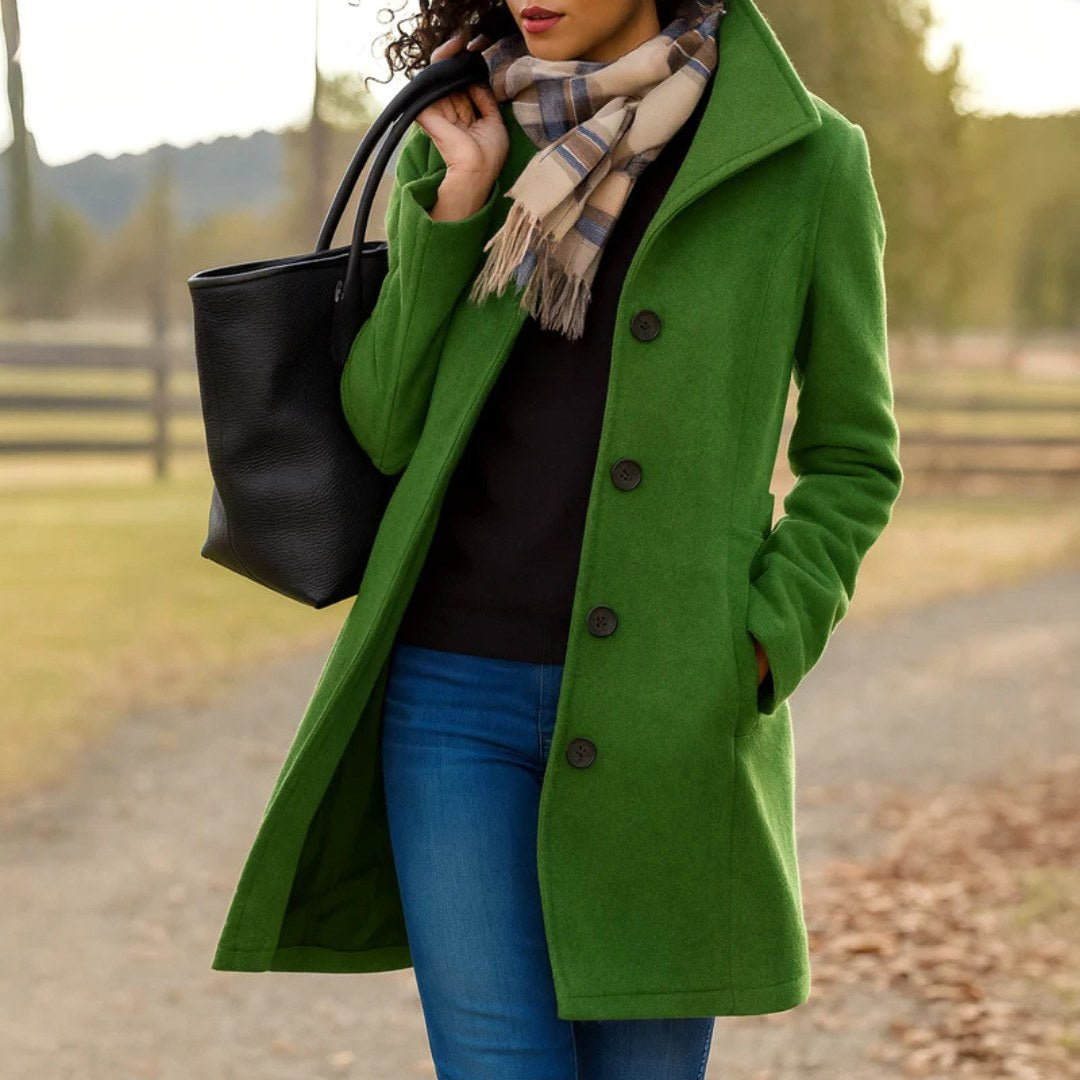 Susan | Damen klassischer Wintermantel mit Knopfleiste, tailliert geschnittener Herbstmantel | Nomadnts | Nomadnts