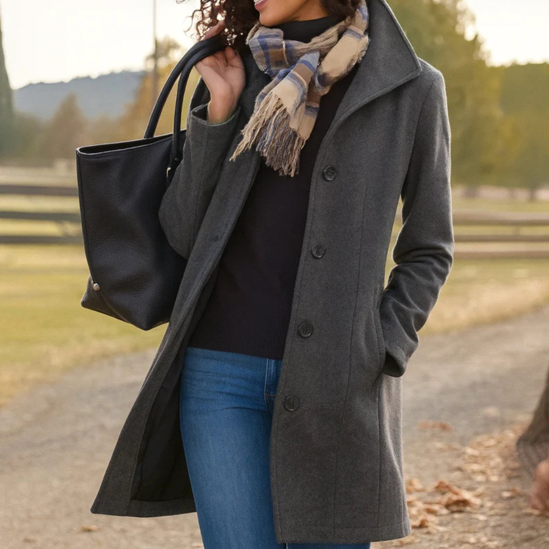 Susan | Damen klassischer Wintermantel mit Knopfleiste, tailliert geschnittener Herbstmantel | Nomadnts | Nomadnts