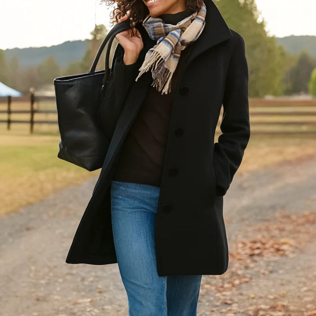 Susan | Damen klassischer Wintermantel mit Knopfleiste, tailliert geschnittener Herbstmantel | Nomadnts | Nomadnts