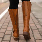 Sylvia | Damen orthopädische kniehohe Lederstiefel, Herbststiefel mit Blockabsatz | Nomadnts | Nomadnts