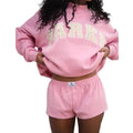Thea | Damen Strick-Sweatshirt mit Stehkragen, Varsity-Buchstaben-Pullover | Nomadnts | Nomadnts