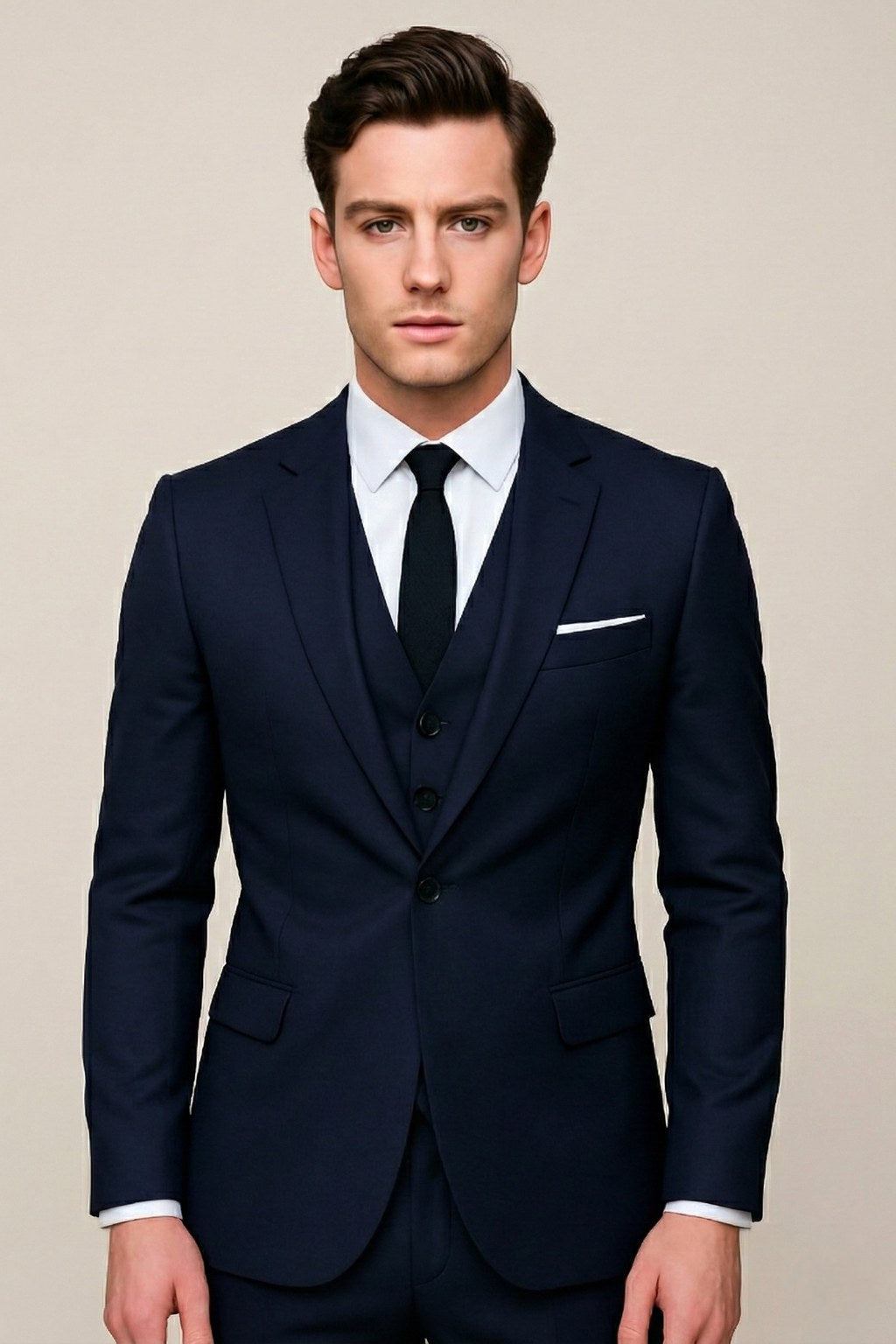 Theo | Herren formeller Dreiteiler, Anzug mit Sakko, Weste und Hose | Nomadnts | Navy Blue