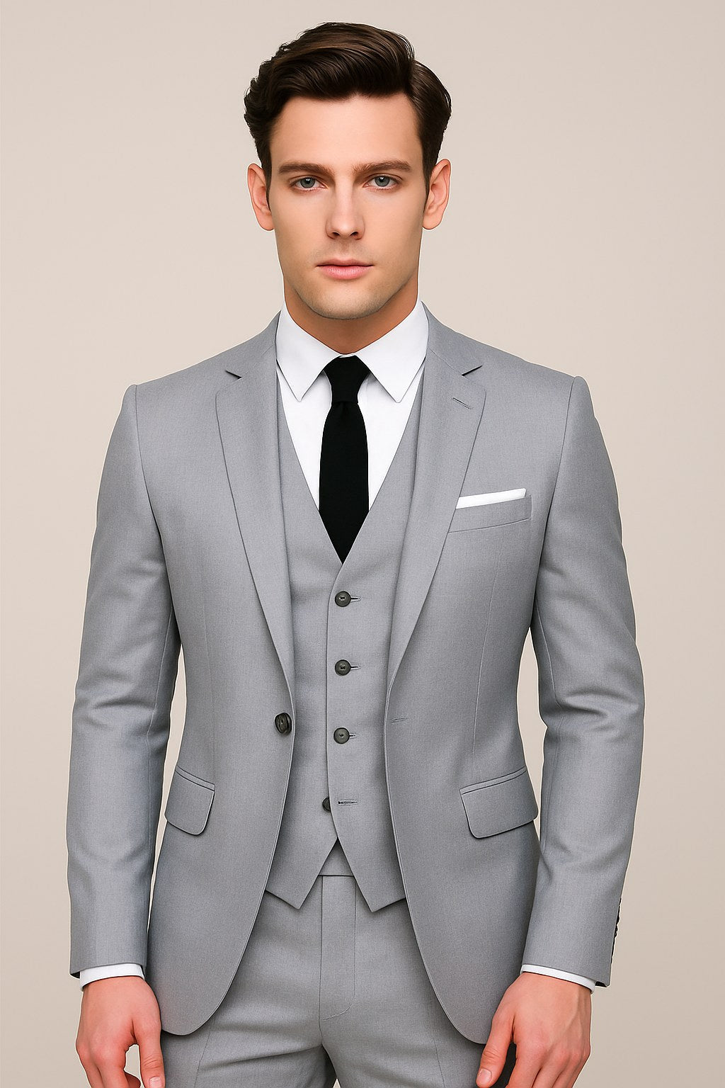 Theo | Herren formeller Dreiteiler, Anzug mit Sakko, Weste und Hose | Nomadnts | Black