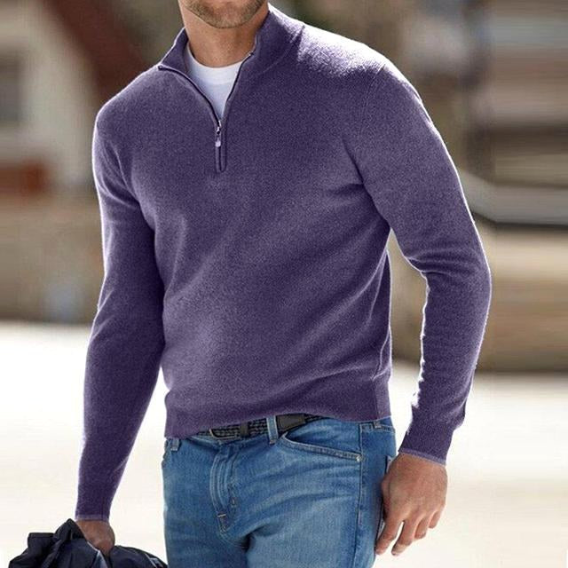Toby | Herren Quarter-Zip Strickpullover, Pullover mit Stehkragen | Nomadnts | Purple