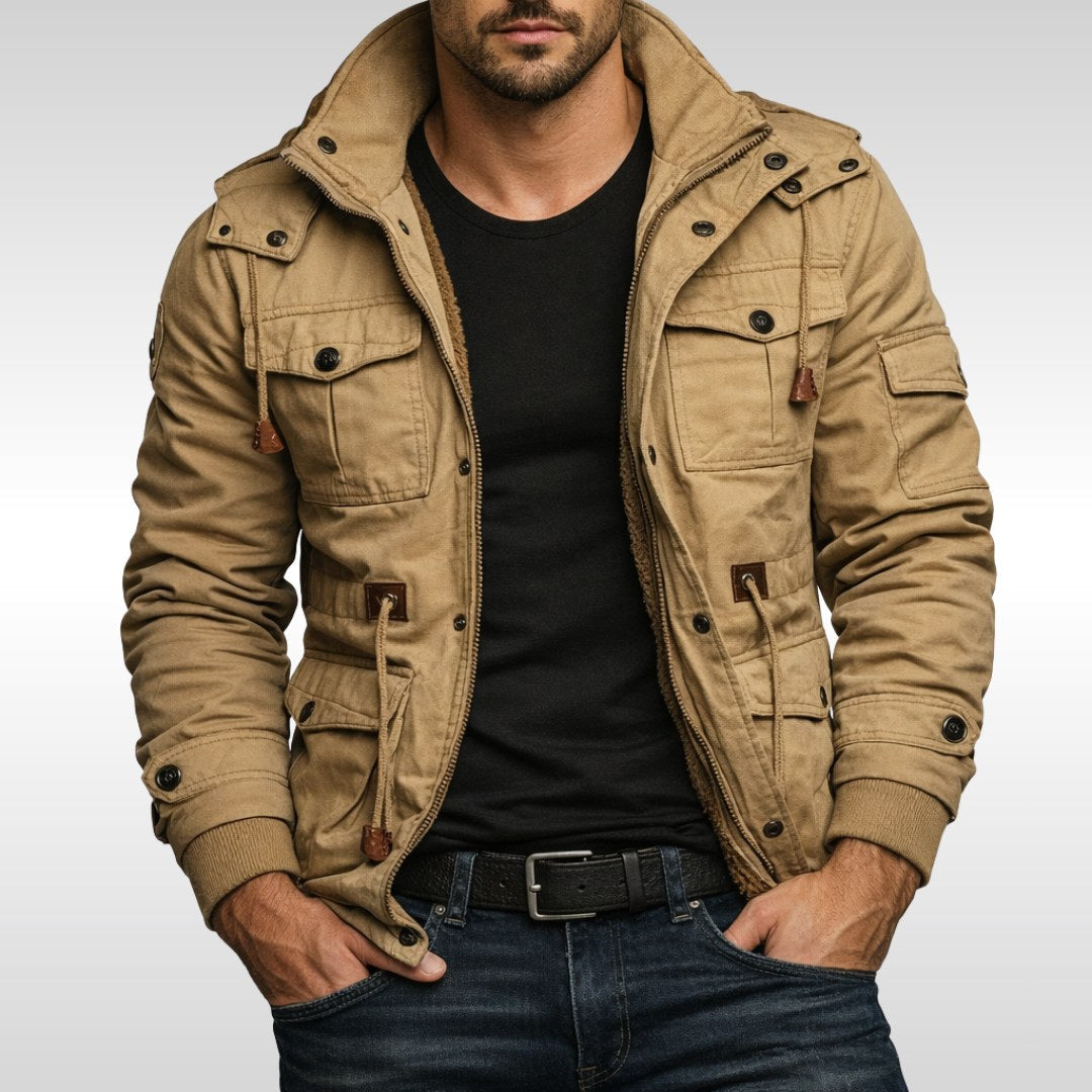 Trevor | Gefütterte Winterjacke für Herren, praktischer und warmer Mantel | Nomadnts | Khaki