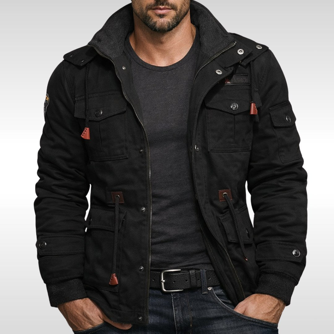 Trevor | Gefütterte Winterjacke für Herren, praktischer und warmer Mantel | Nomadnts | Schwarz