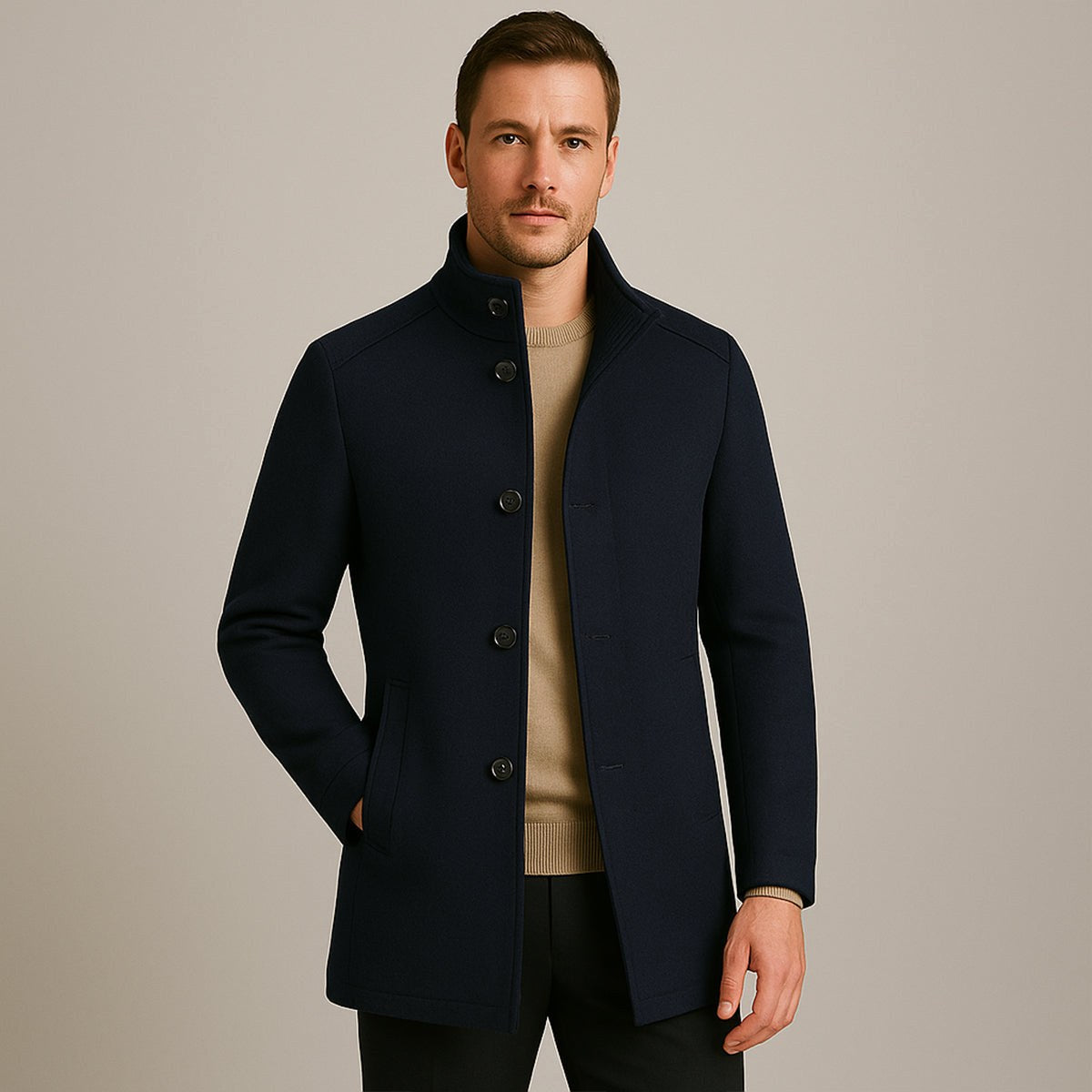 Tucker | Taillierter Herren-Trenchcoat aus Wollmix, klassischer eleganter Mantel | Nomadnts