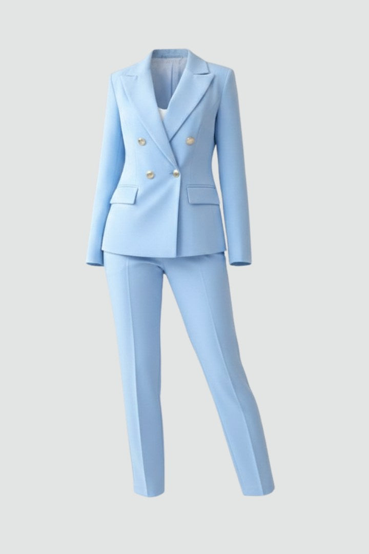Valerie | Damen tailliert geschnittener Blazer-Anzug, Hosenanzug mit hoher Taille | Nomadnts | Light Blue